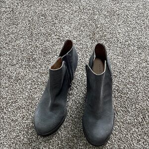 Lucky Brand Gray Ankle wedge Boots size 9 like new, never worn